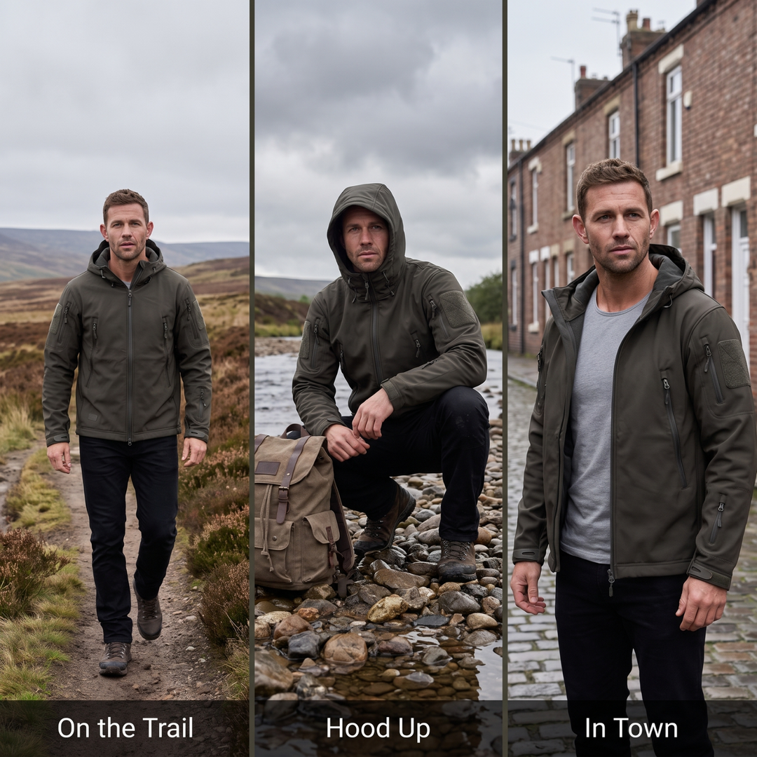 Men’s Hooded Outdoor Sports Jacket – Solid Color with Zipper Closure