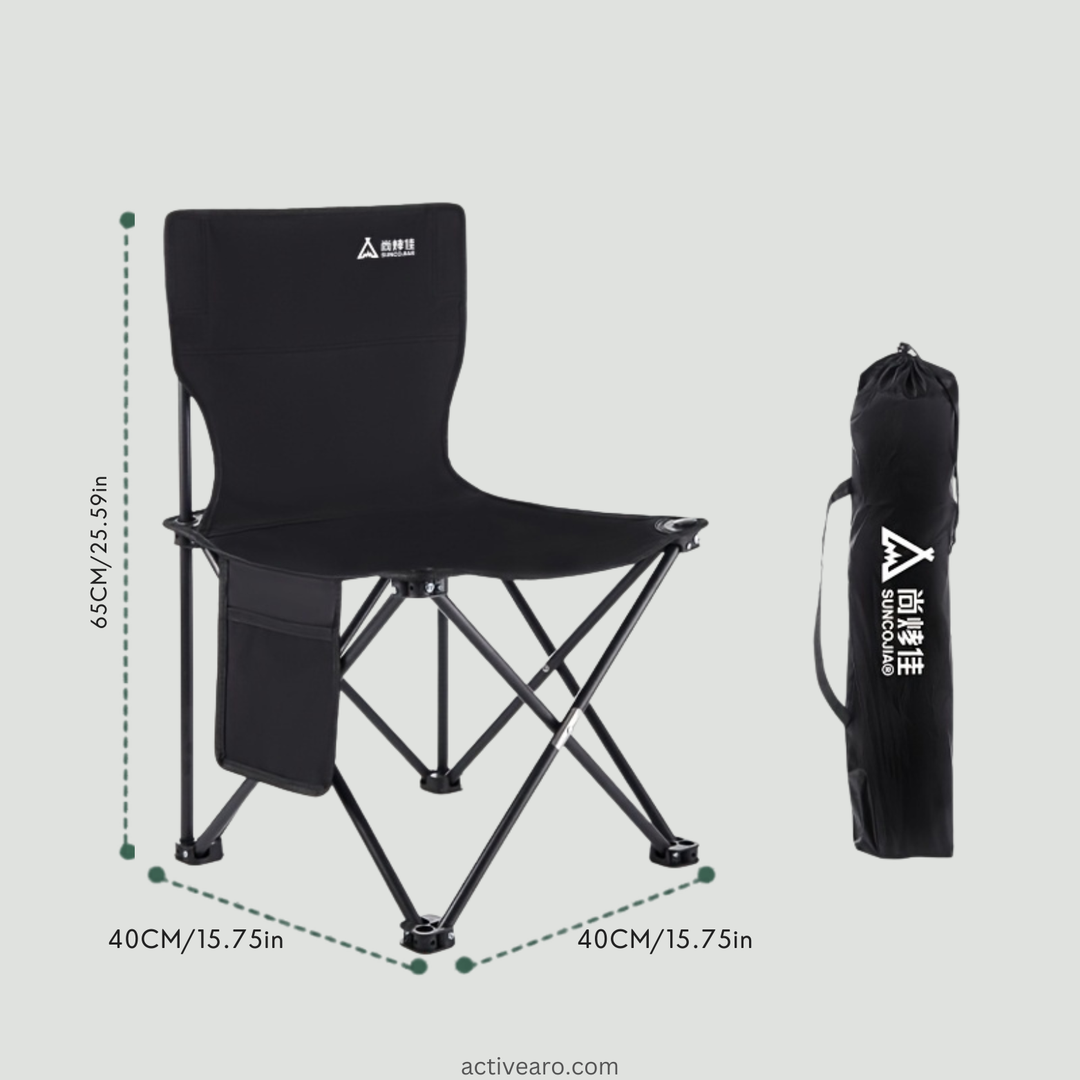 Portable Folding Chair with Backrest – Steel-Frame Outdoor Chair for Fishing and Camping