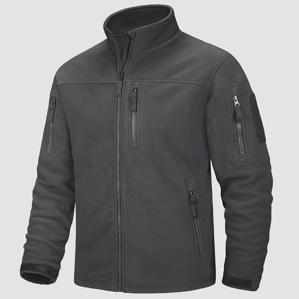 Men's tactical fleece jacket in Dark Gray, front view