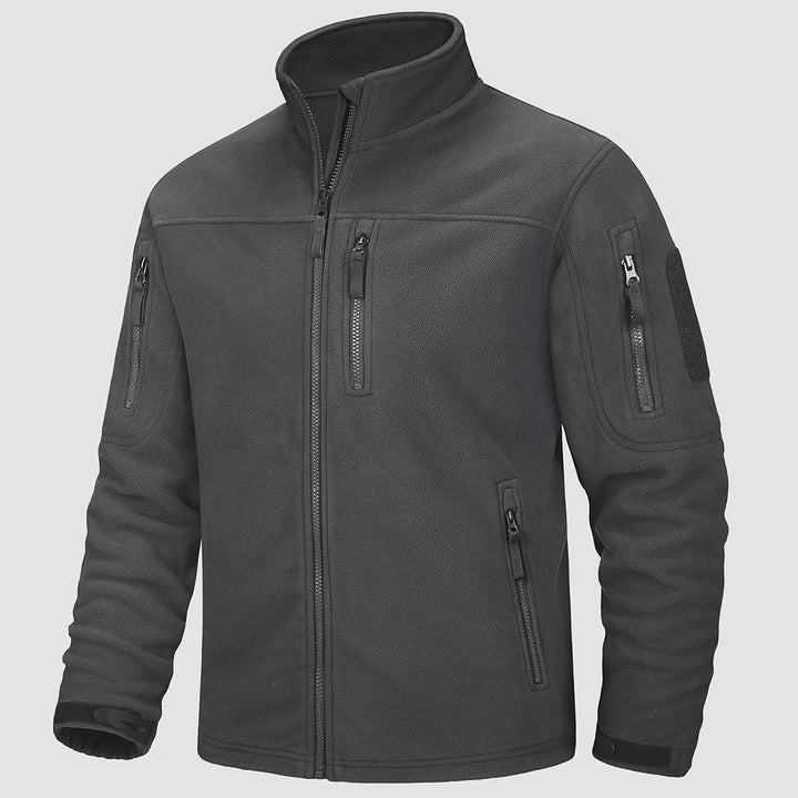 Men's tactical fleece jacket in Dark Gray, front view