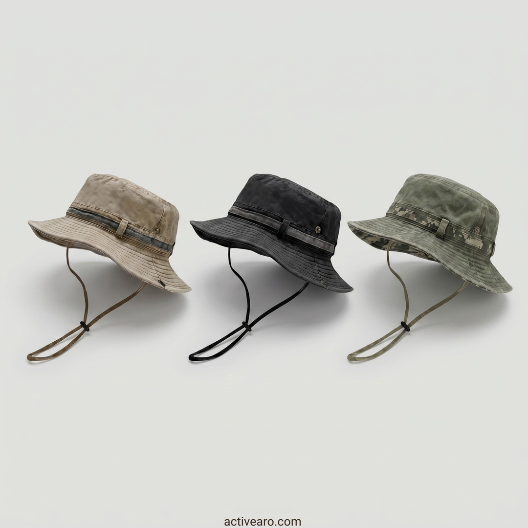 Packable Cotton Boonie Hat – Wide-Brim Sun Hat with Chin Strap for Fishing and Hiking