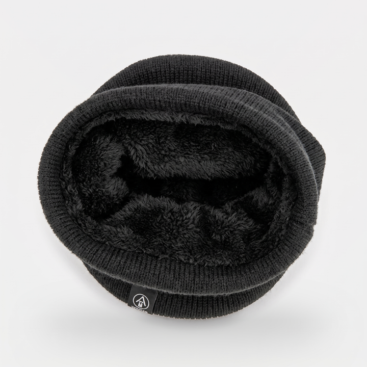 Close-up overhead view of the fleece lined neck gaiter showing plush interior