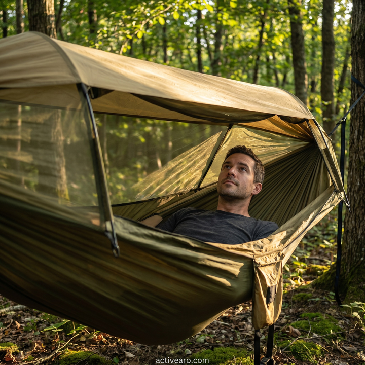 3in1 Camping Hammock with Mosquito Net and Sun Shelter, 440lb Nylon Double Hammock