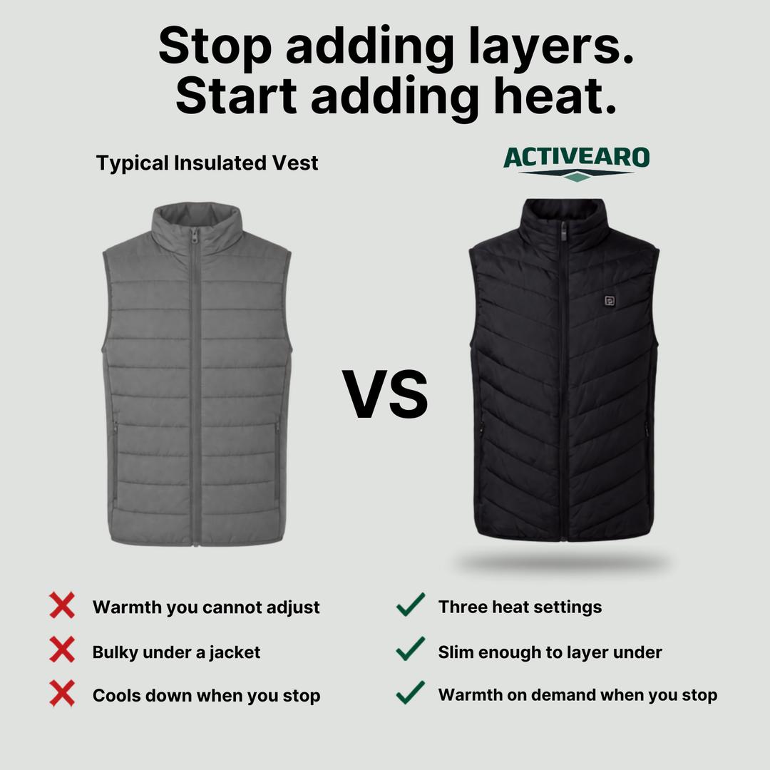 Men's Heated Vest – USB Powered with Four Heating Zones for Hunting and Hiking