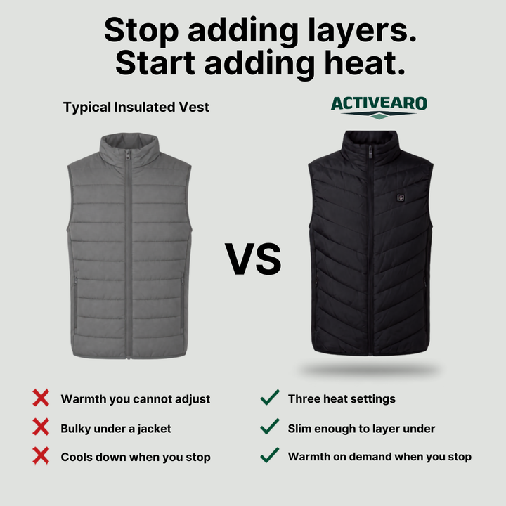 Men's Heated Vest – USB Powered with Four Heating Zones for Hunting and Hiking
