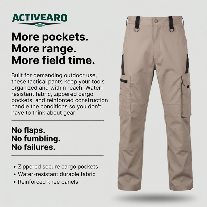 Men's Tactical Cargo Pants – Water-Resistant Polyester for Hunting and Fishing