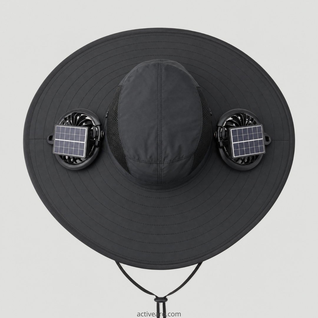 Solar Fan Hat with Dual Fans USB Rechargeable - Wide Brim Cooling Hat for Fishing and Outdoor Use