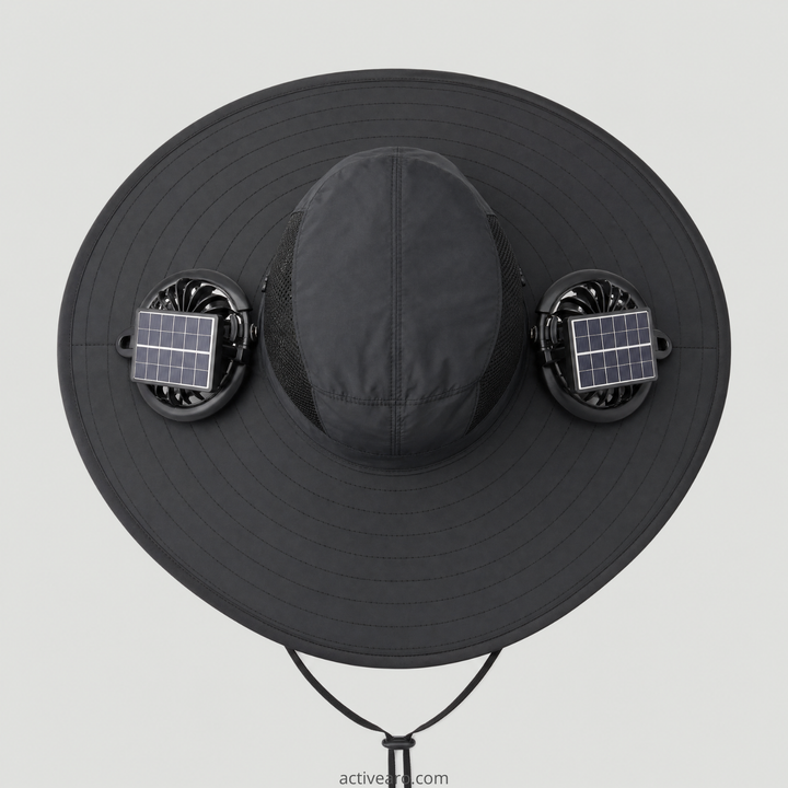 Solar Fan Hat with Dual Fans USB Rechargeable - Wide Brim Cooling Hat for Fishing and Outdoor Use