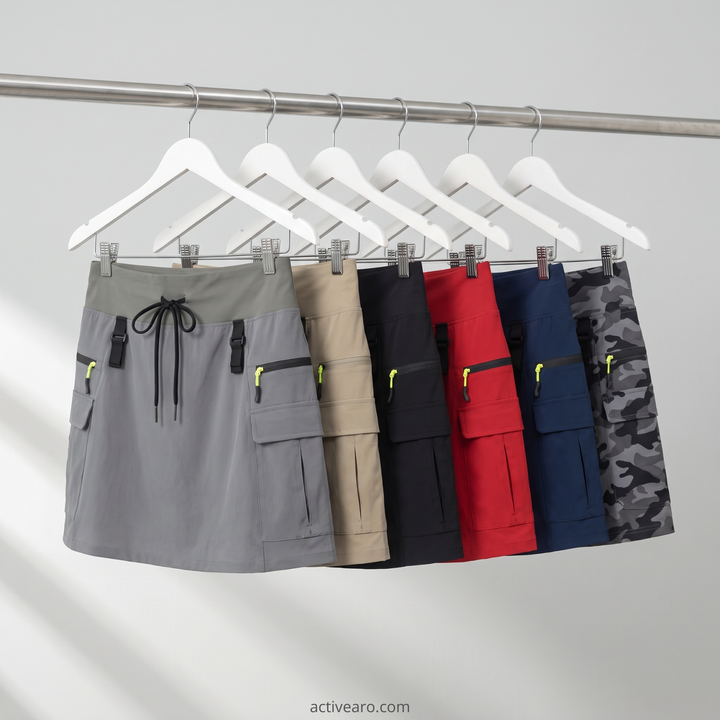 Women's Cargo Skort with Pockets – High-Waist Quick-Dry Skirt