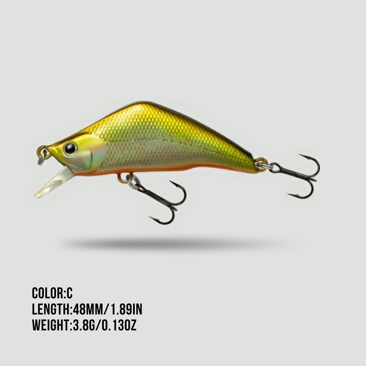 Sinking Minnow Lures - 1.9in Hard Bait Treble Hooks for Bass and Pike
