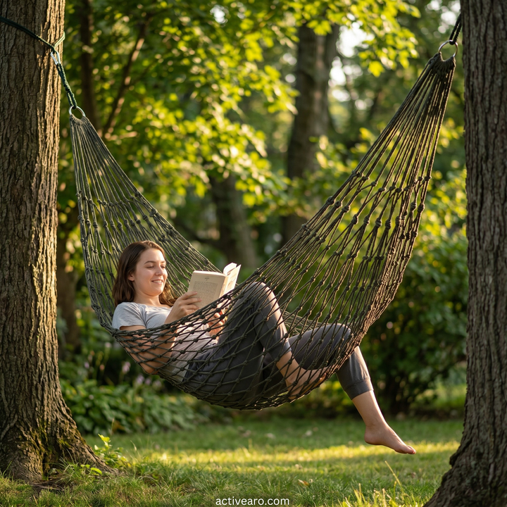 Mesh Nylon Hammock - Lightweight for Camping Garden and Backyard