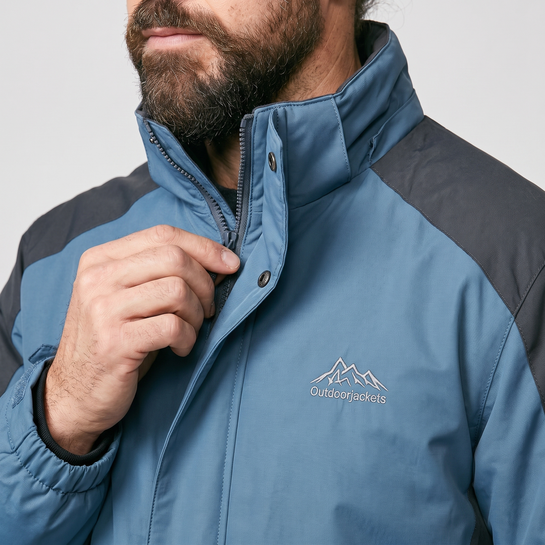 Snap storm flap over the zip and stand collar