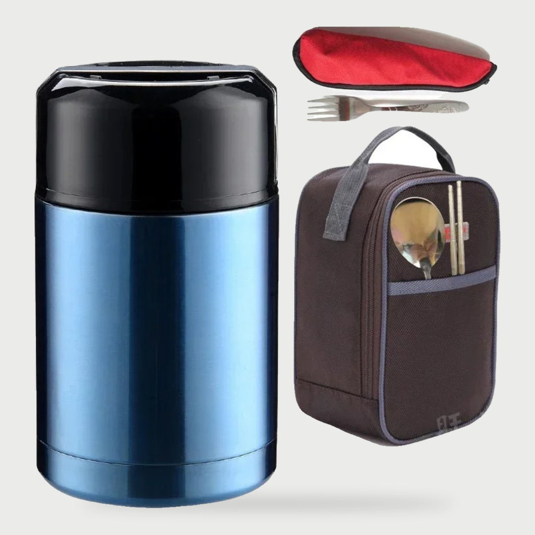 Food thermos in Blue with carry bag and utensils
