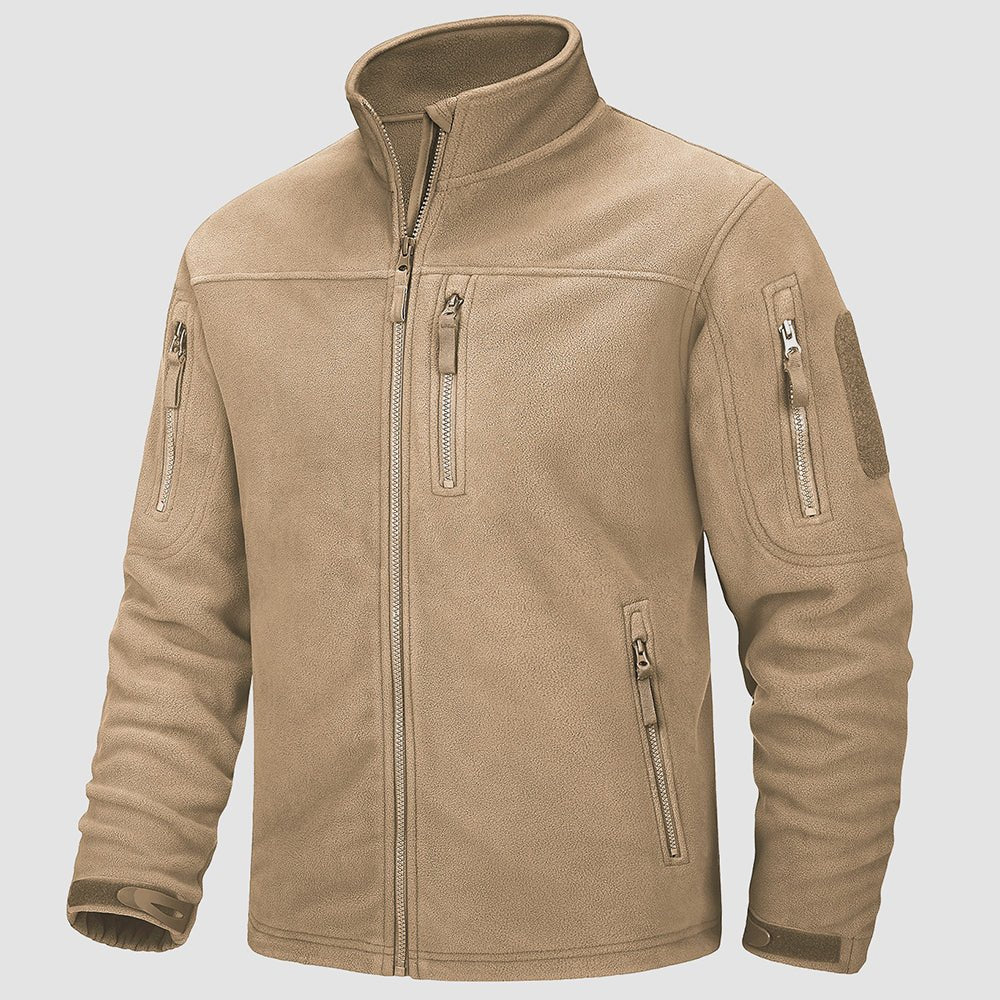 Men's tactical fleece jacket in Khaki, front view