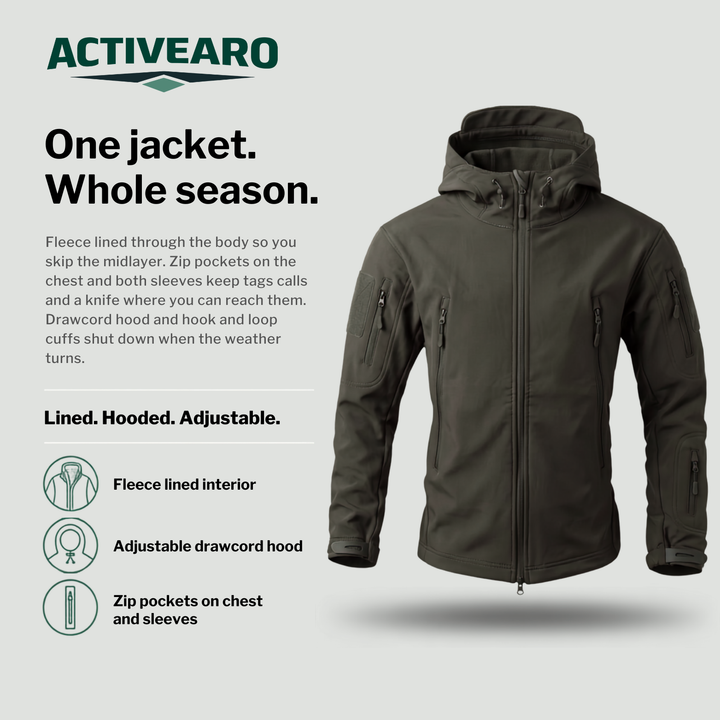 Men’s Hooded Outdoor Sports Jacket – Solid Color with Zipper Closure