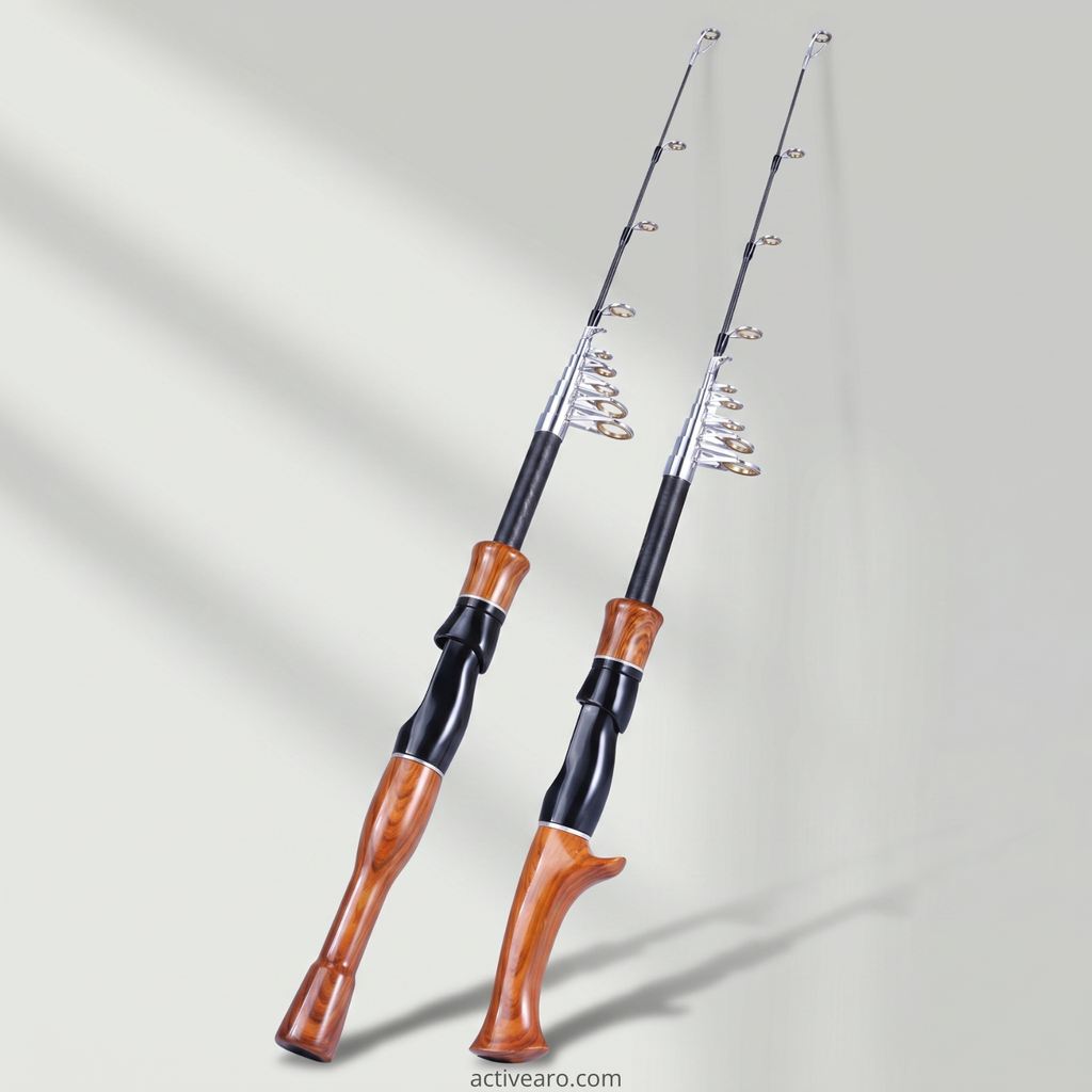 5.2ft Telescopic Fishing Rod – Cork-Handle Fiberglass for Spinning and – Activearo