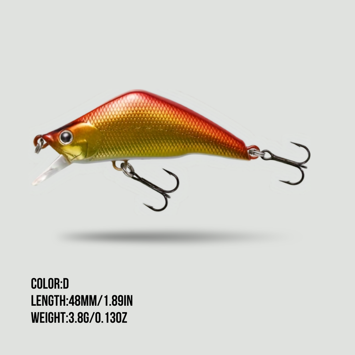 Sinking Minnow Lures - 1.9in Hard Bait Treble Hooks for Bass and Pike