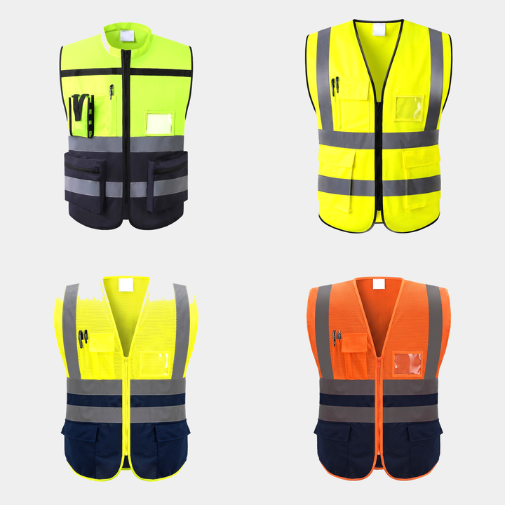 All four versions of the hi-vis safety vest side by side