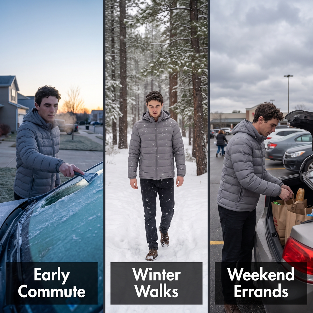 Puffer jacket for early commutes, winter walks and weekend errands