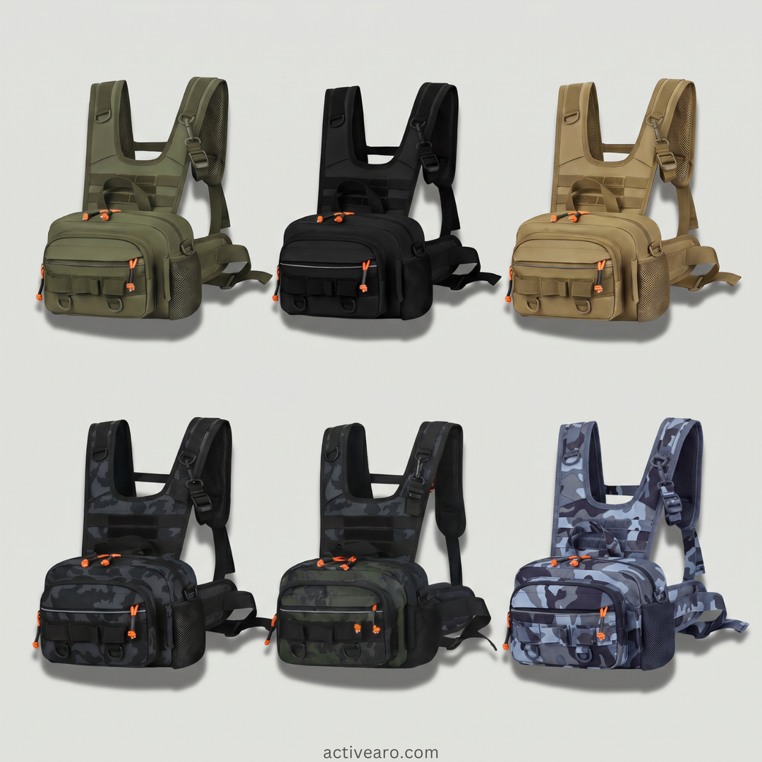 Men's Outdoor Chest Pack – Hands-Free MOLLE Fishing Rig with Zipper Storage