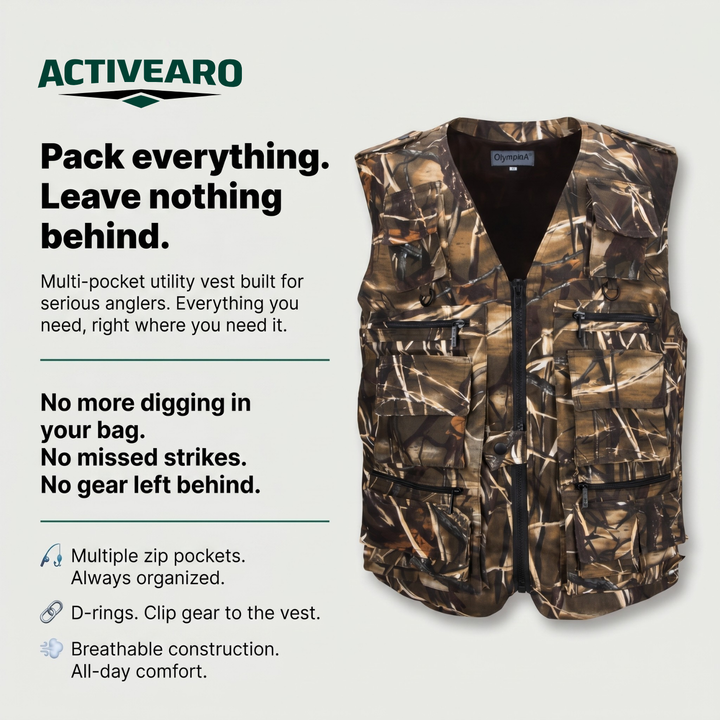 Men’s Camouflage Outdoor Vest – Multi Pocket Utility Design