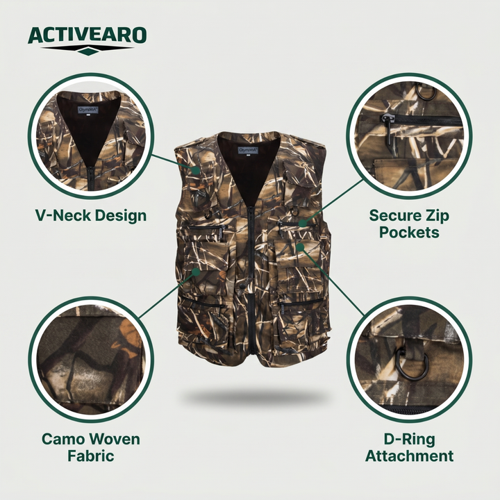 Men’s Camouflage Outdoor Vest – Multi Pocket Utility Design