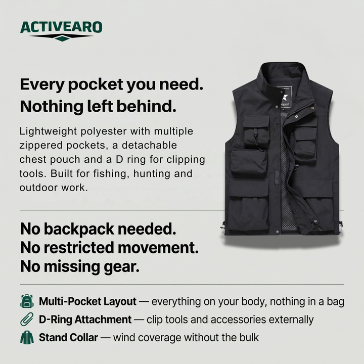 Men’s Lightweight Workwear Vest – Multi-Pocket Utility for Outdoor Use