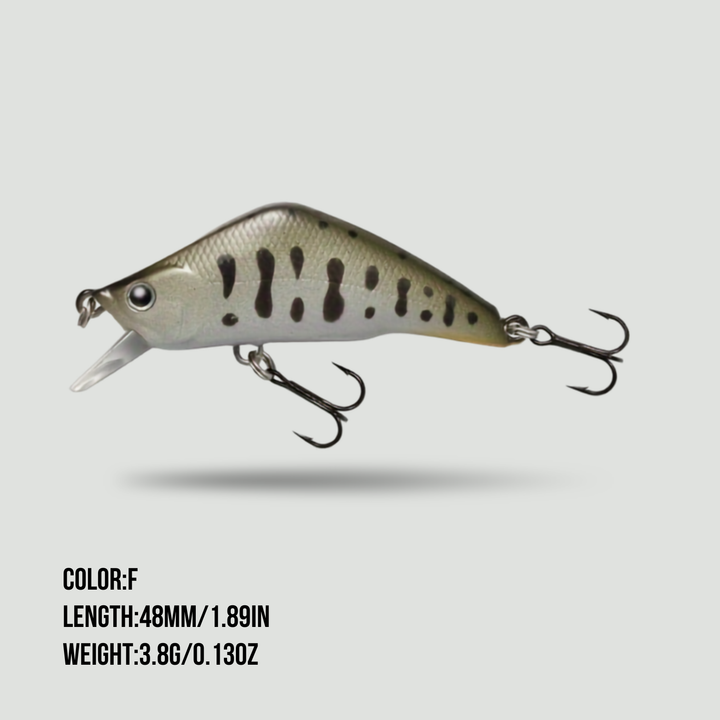 Sinking Minnow Lures - 1.9in Hard Bait Treble Hooks for Bass and Pike