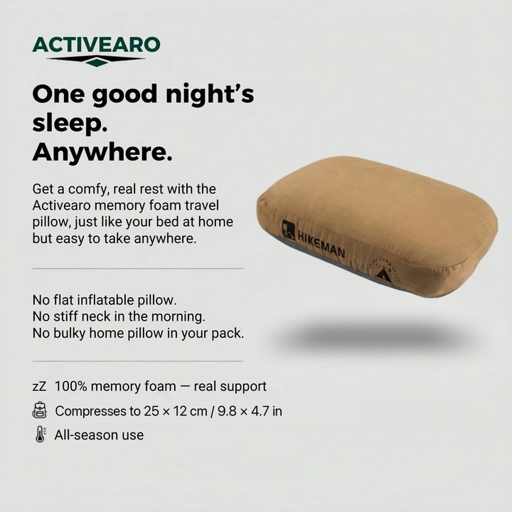 Activearo memory foam camping pillow - one good night's sleep anywhere
