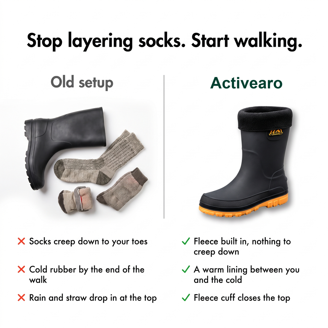 Plain welly and welly socks compared with a fleece lined welly