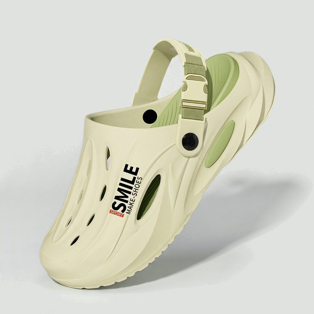 Men's EVA clog Mint Green side view with back strap up