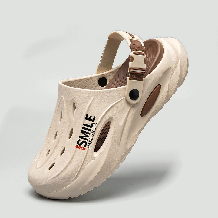 Men's EVA clog Rice Brown side view with back strap up