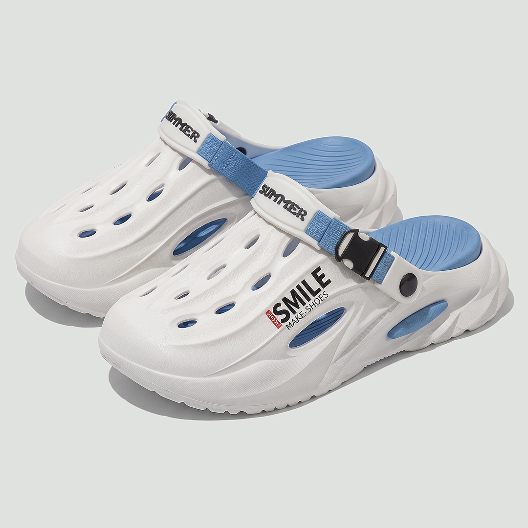 Men's EVA clogs White/Blue pair, slide mode