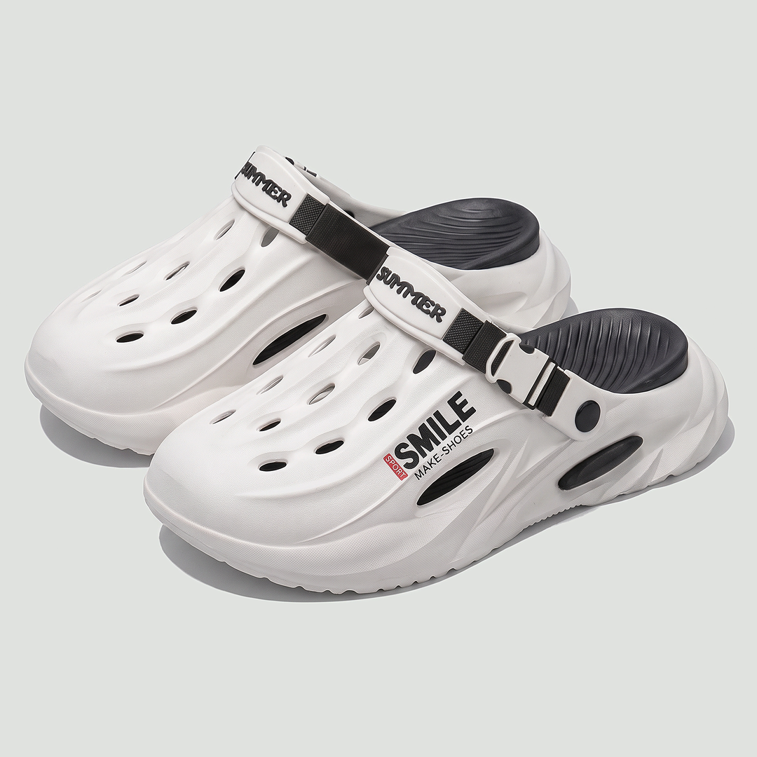 Men's EVA clogs White/Black pair, slide mode