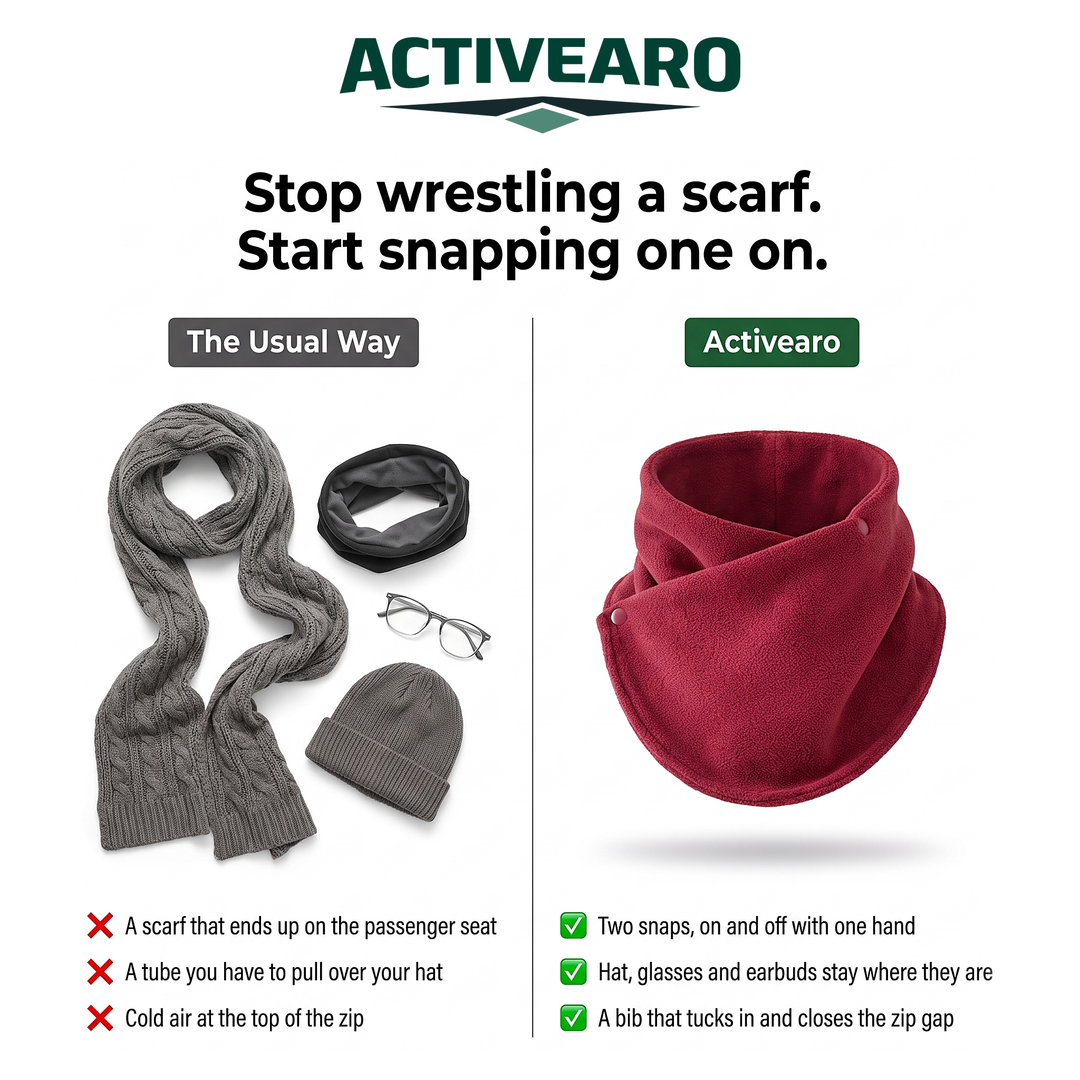 Fleece neck warmer compared with a scarf, tube and beanie