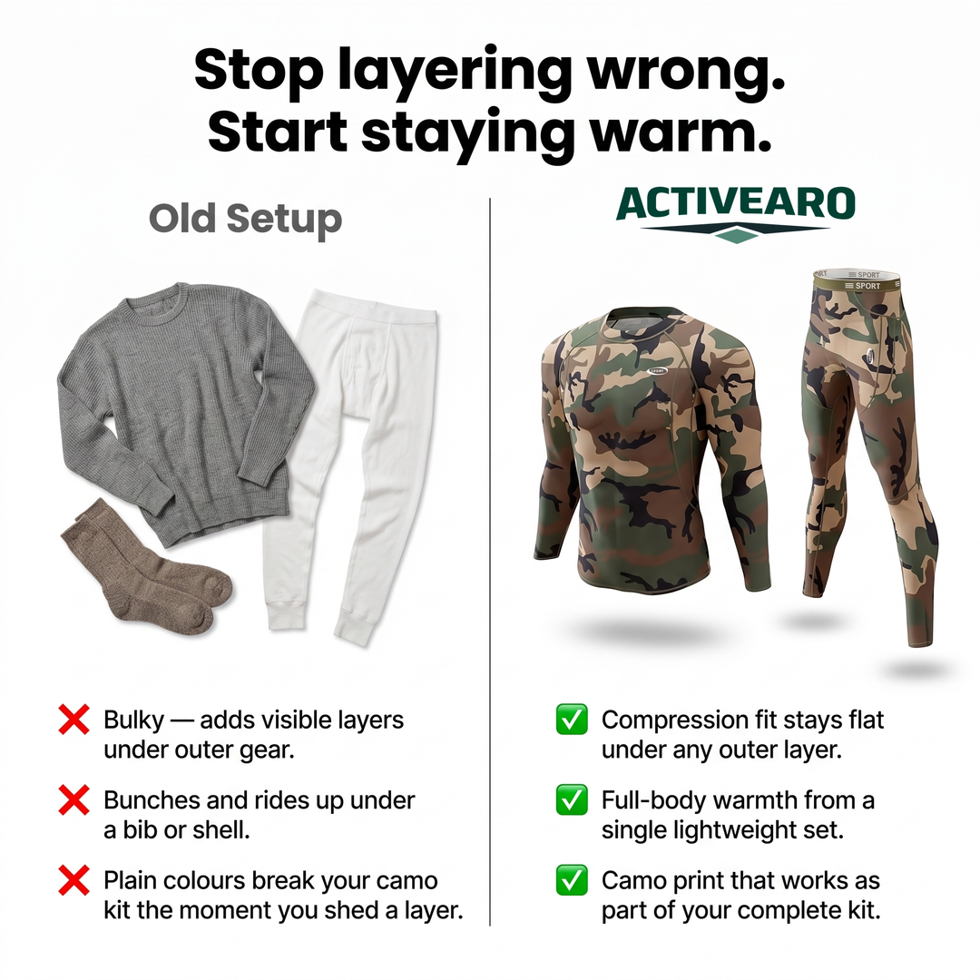 Activearo camo thermal set vs bulky old layers comparison