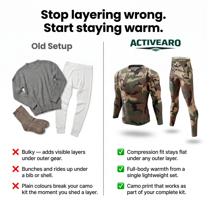 Activearo camo thermal set vs bulky old layers comparison