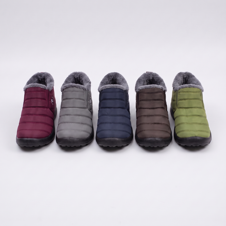 All five colors of the winter boot shown together