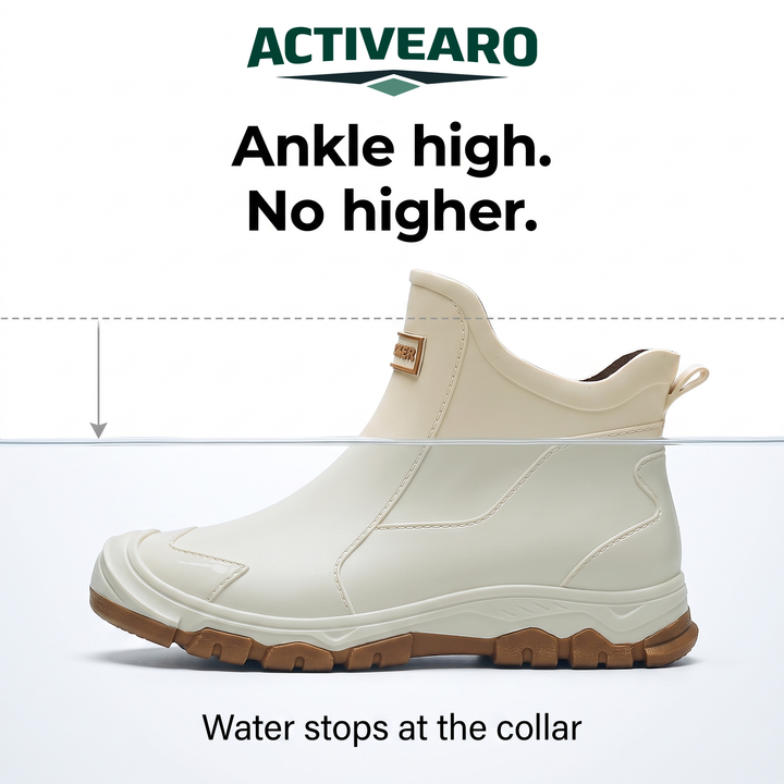 Ankle height: water stops at the collar