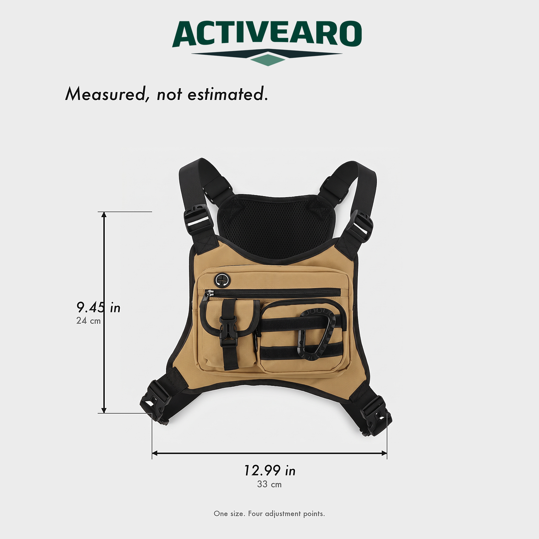 Activearo chest bag measured 9.45 x 12.99 in