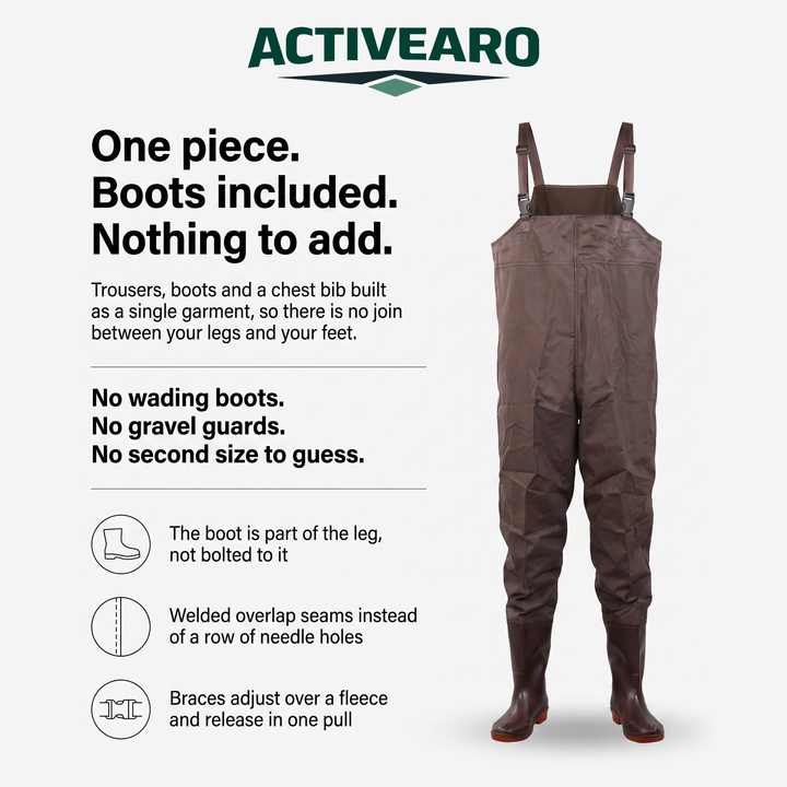 Activearo chest waders - one piece with boots included feature card