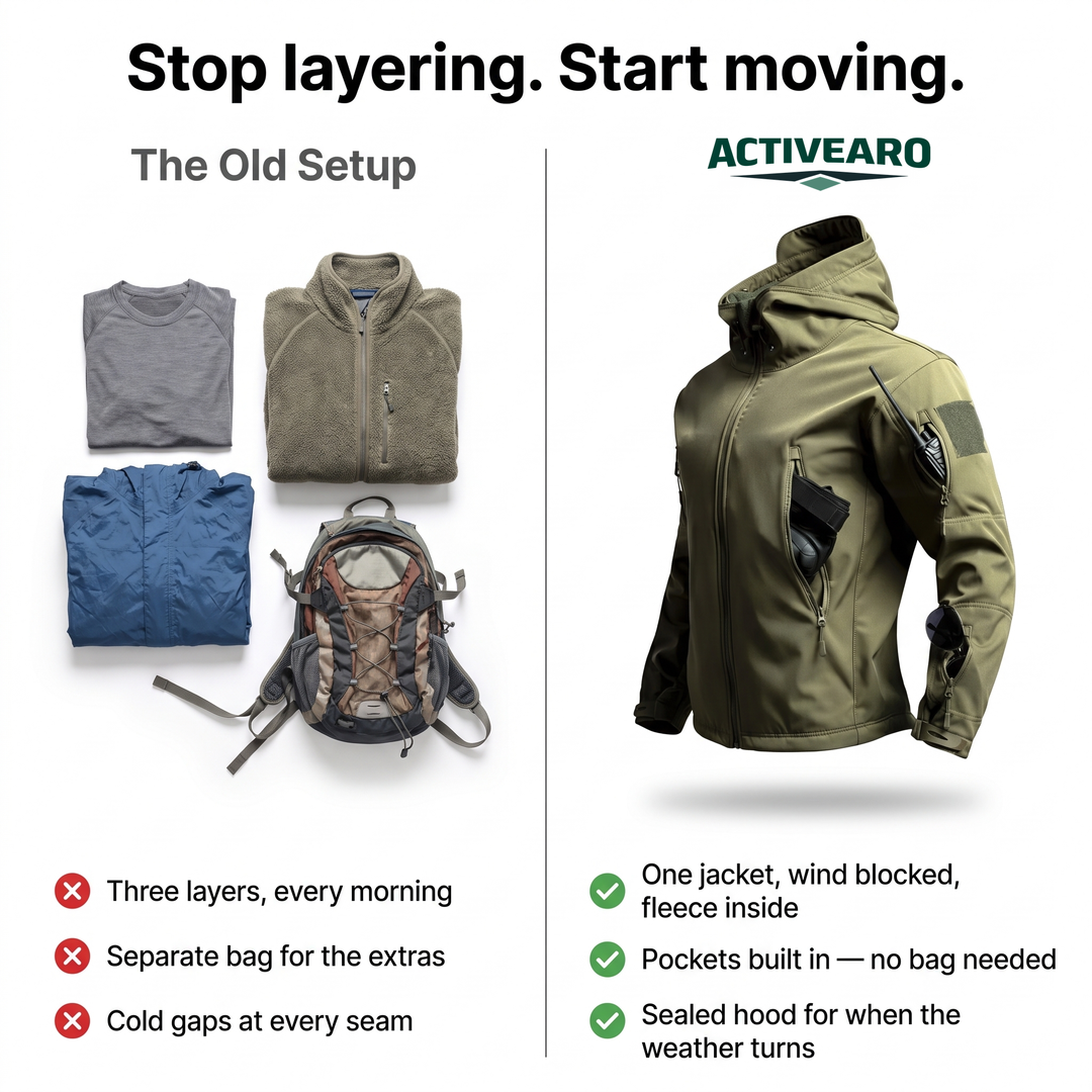 Activearo hunting jacket vs three-layer setup comparison