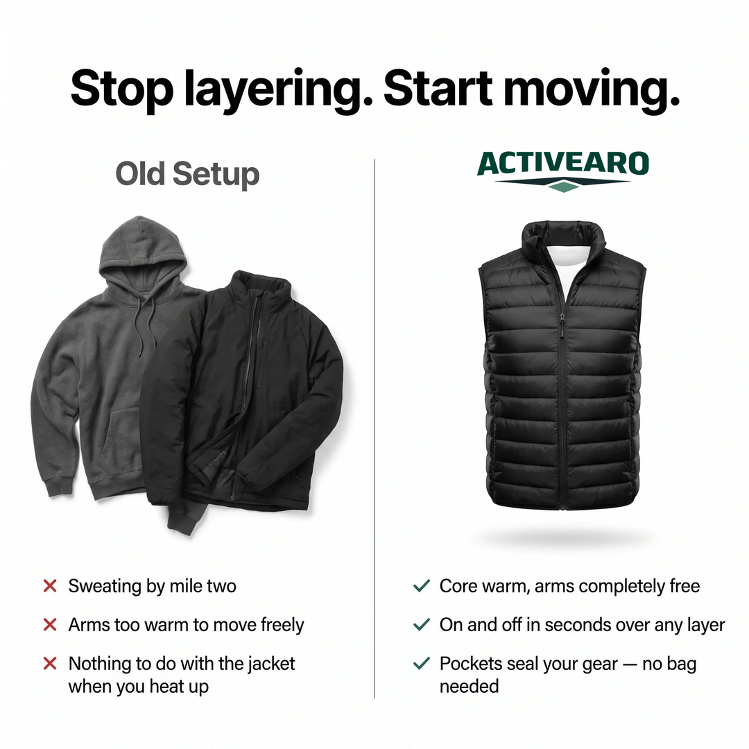 Activearo men's puffer vest vs old layers comparison