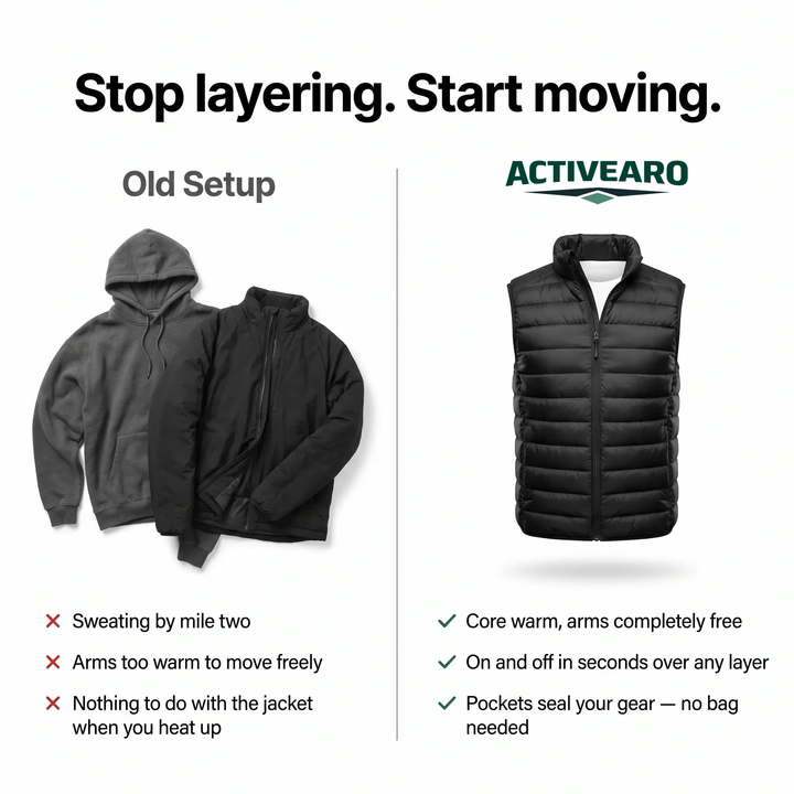 Activearo men's puffer vest vs old layers comparison
