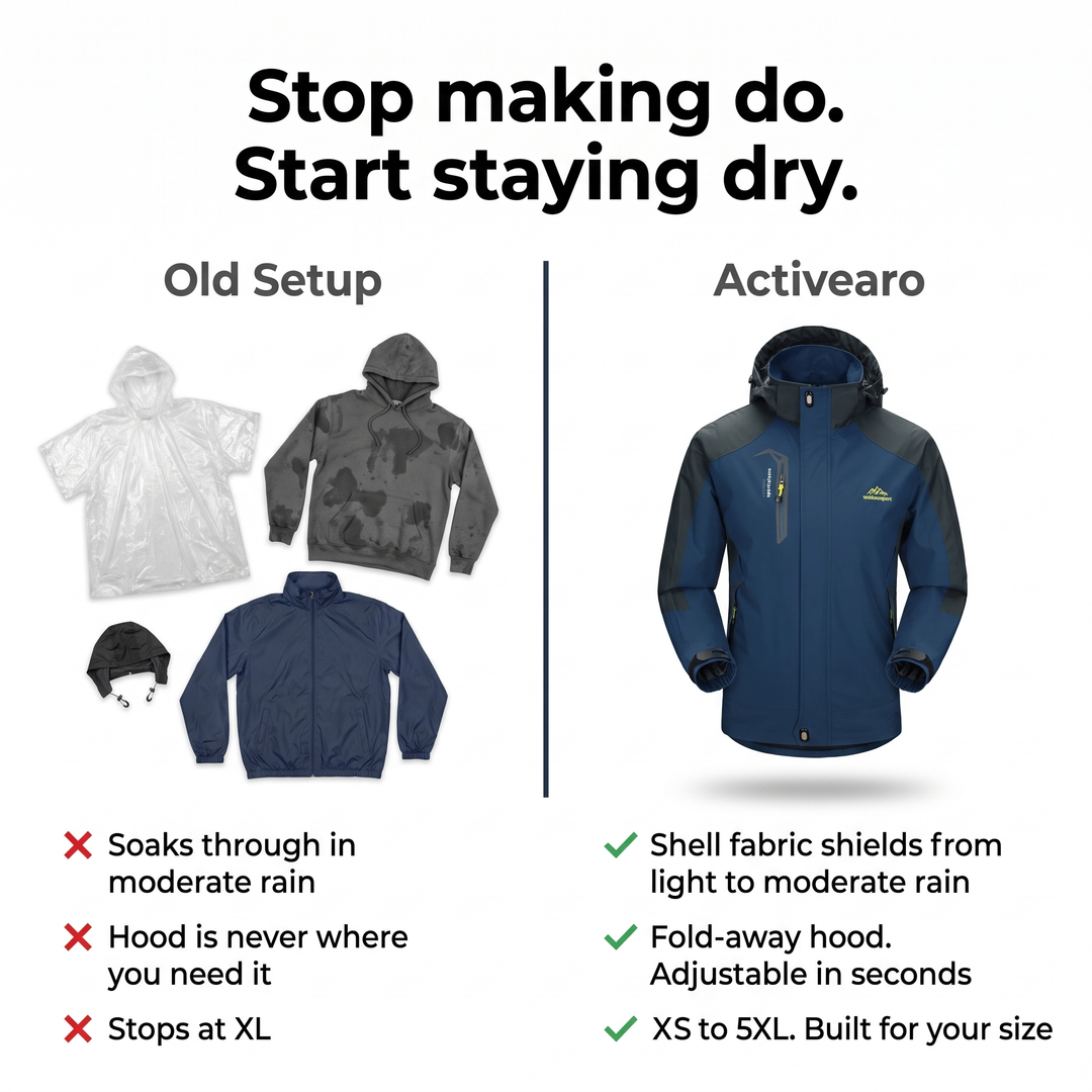 Men's Rain Jacket - Old Setup vs Rain Jacket Comparison - XS to 5XL