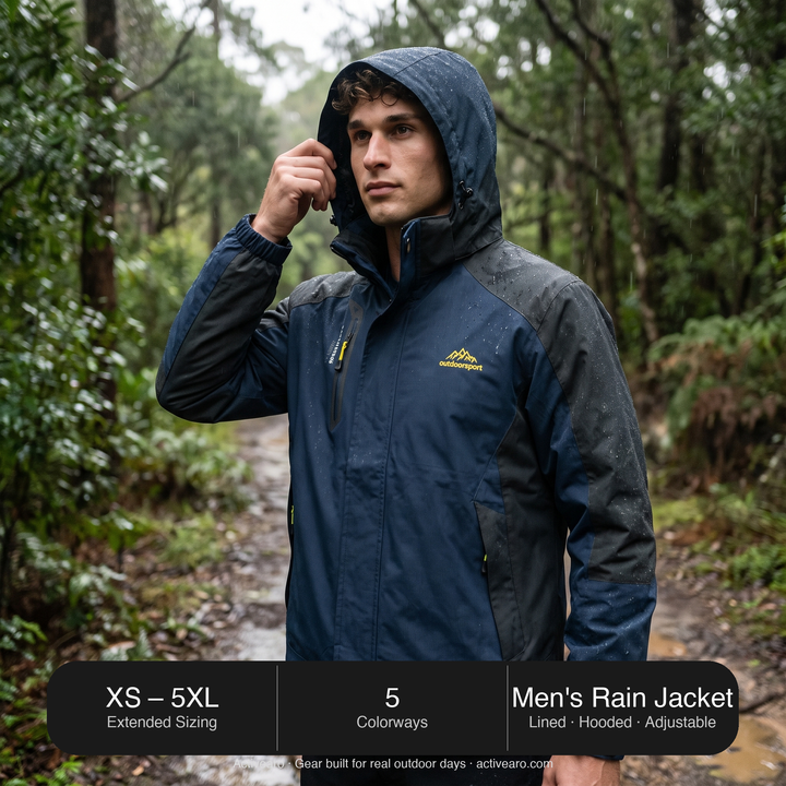 Men's Rain Jacket - XS to 5XL Extended Sizing
