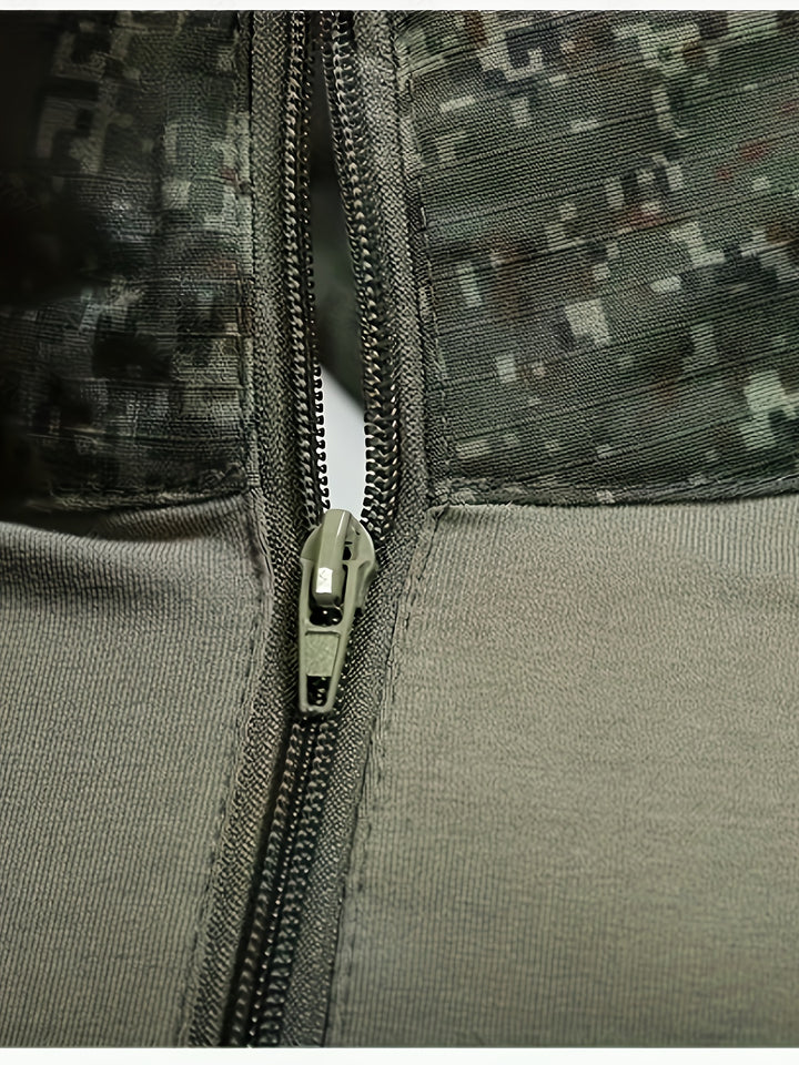 Men’s Camouflage Tactical Long Sleeve Shirt – Half Zip Outdoor Layer