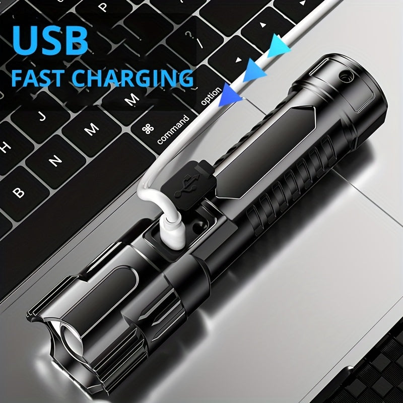LED Long-Range Zoom Flashlight – USB Rechargeable Utility Torch