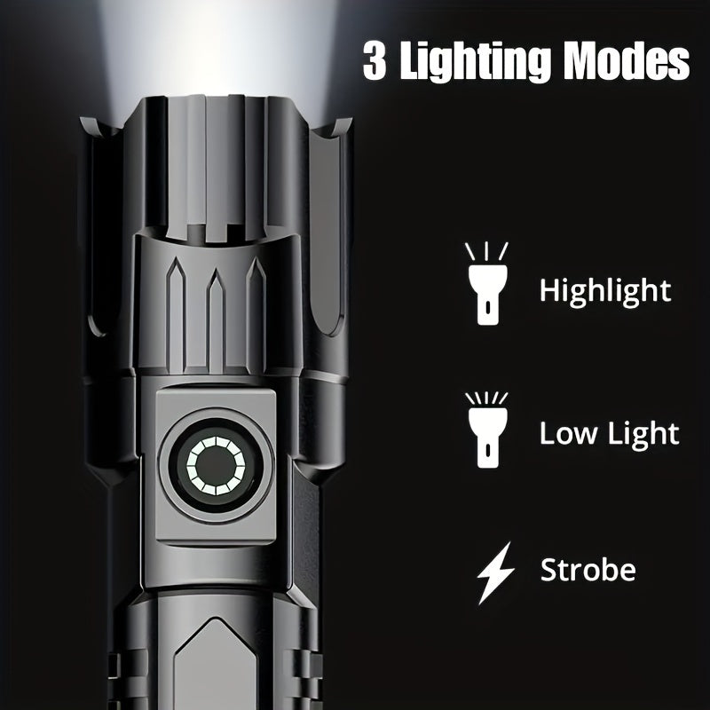 LED Long-Range Zoom Flashlight – USB Rechargeable Utility Torch