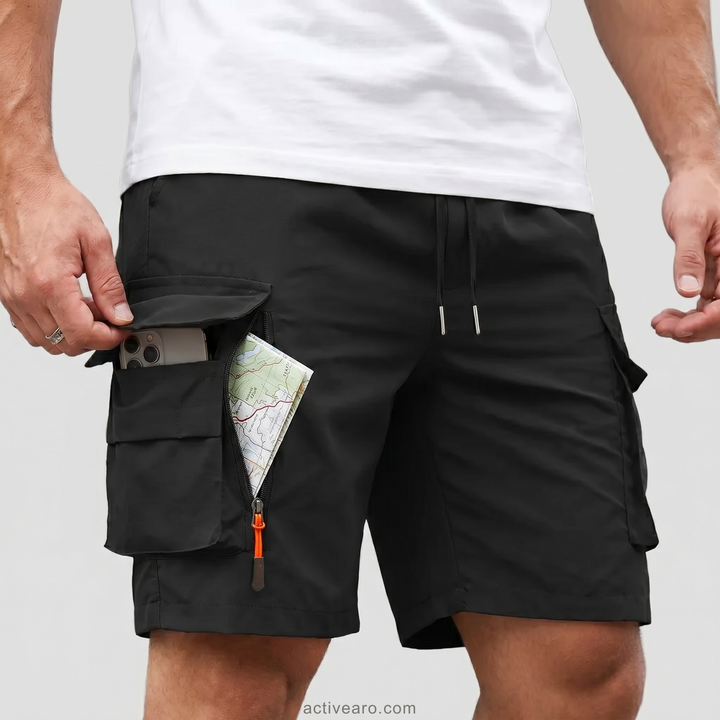 Men’s Lightweight Cargo Shorts with Zip Pockets – Outdoor Hiking Fit